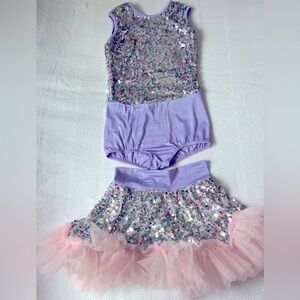 Girls dance costume with 2 skirts